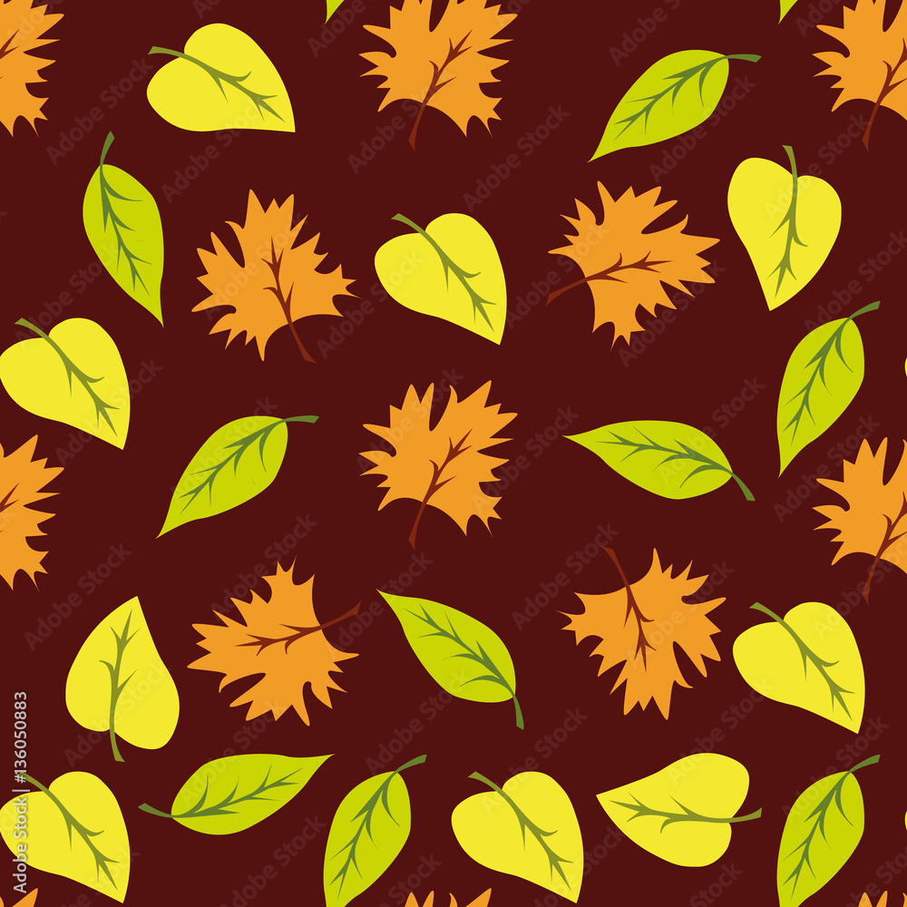 Seamless pattern with leaf,autumn leaf background. Brown background