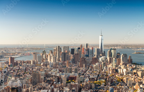 Aerial panoramic view of Midtown and Downtown Manhattan on a bea © jovannig