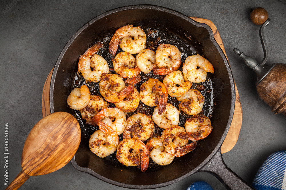 Shrimps in a skillet Shrimps in a skillet