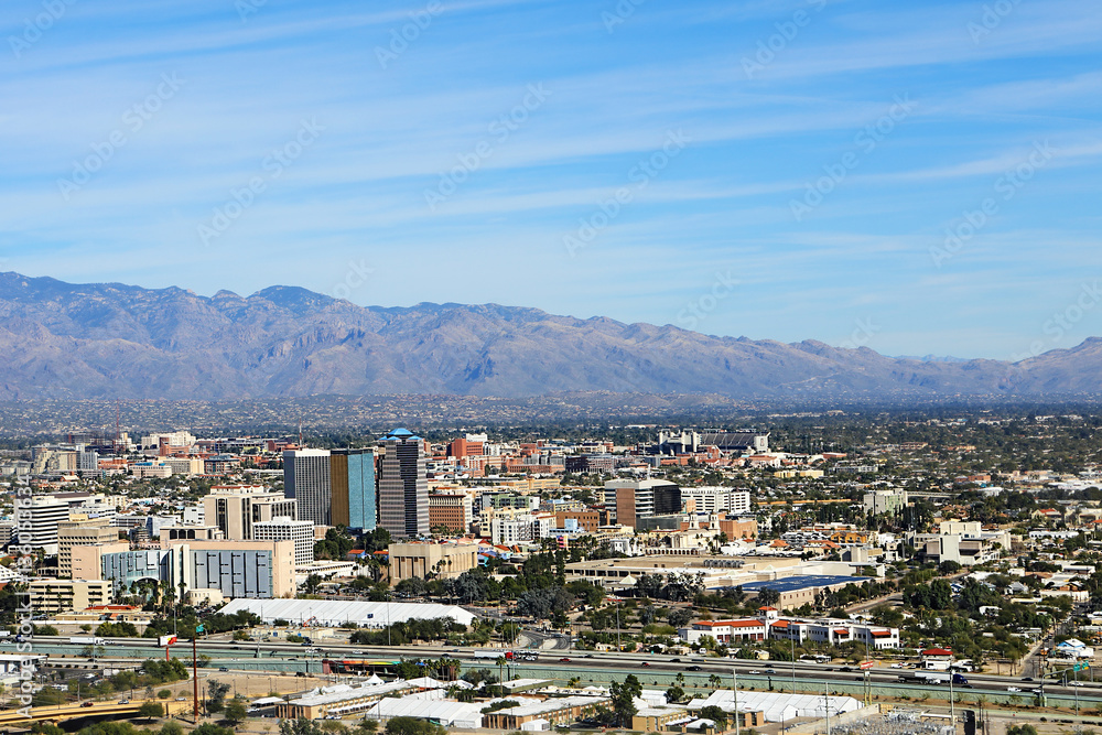 Aerial view of the city of Tucson, Arizona
