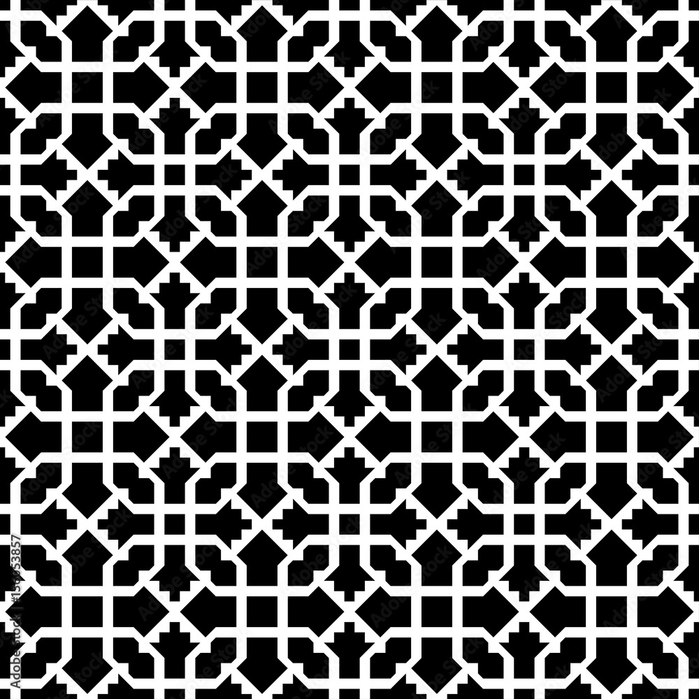 Fototapeta premium Abstract seamless geometric op black & white pattern