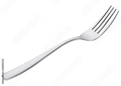 Fotografia Fork isolated on white. Vector 3d illustration