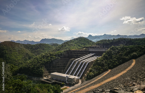 The Srinagarind Dam is an embankment dam in Kanchanaburi Province, Thailand. The main purpose is river regulation and hydroelectric power generation.