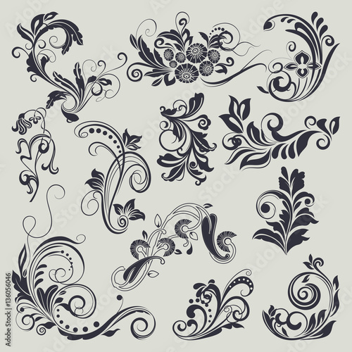 Wallpaper Mural Vintage vector design elements with retro frame. Set 36. Torontodigital.ca