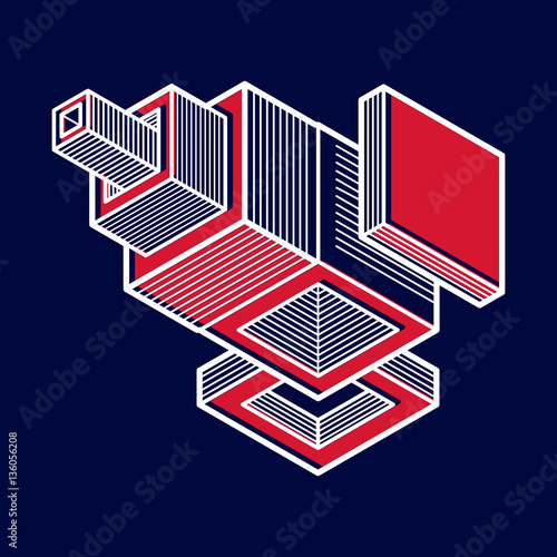 Abstract trigonometric construction, vector dimensional design t