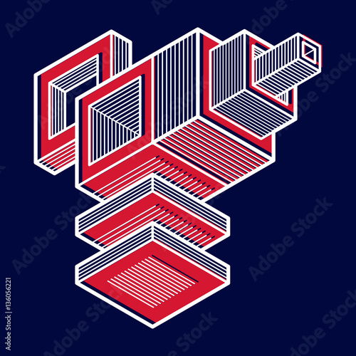 Abstract trigonometric construction, vector dimensional design t
