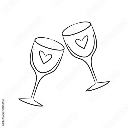 Two wineglasses for Valentine's Day.