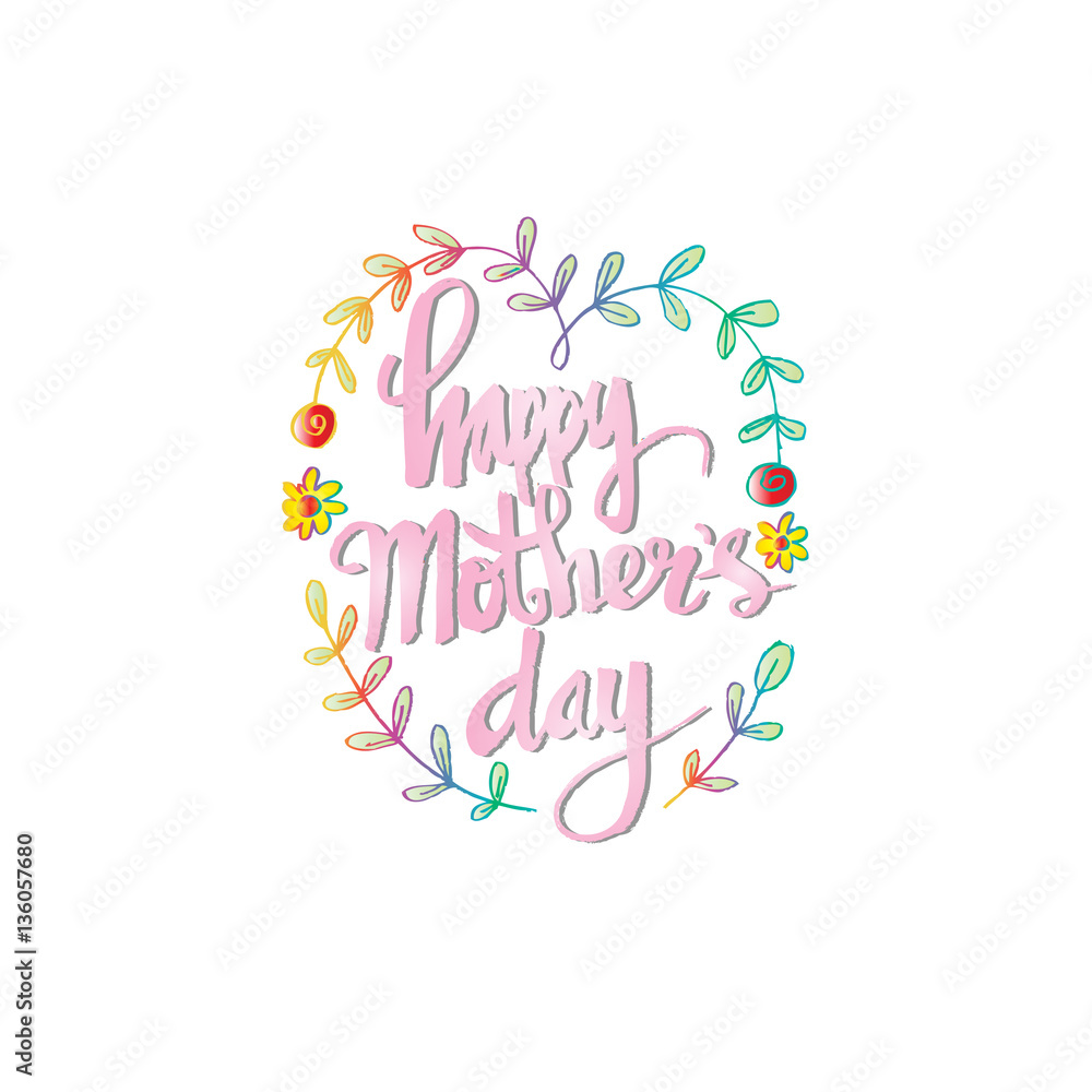 Fototapeta premium Happy Mothers Day. Hand-drawn card.