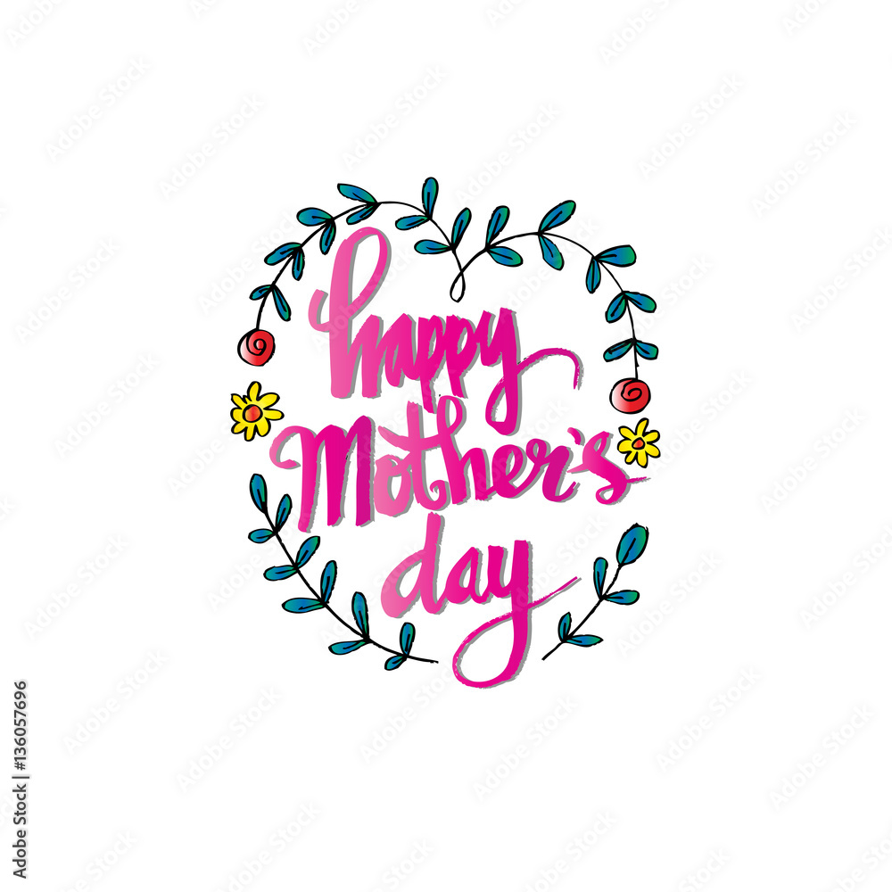 Happy Mothers Day. Hand-drawn card. Happy Mothers Day. Hand-drawn card.