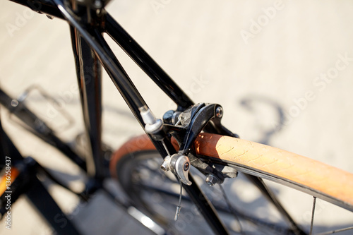 close up of fixed gear bicycle on street