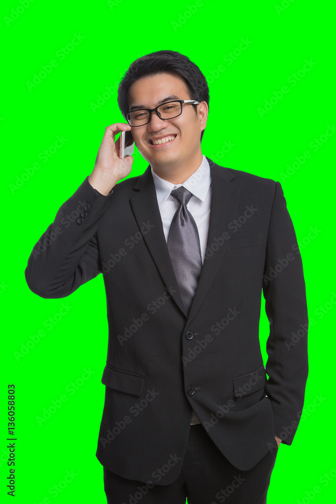 Young asian handsome businessman and glasses using smartphone Young asian handsome businessman and glasses using smartphone