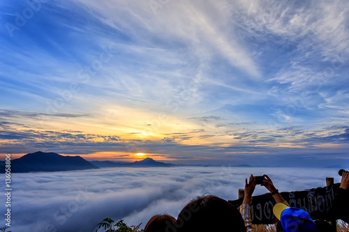 Landscape lot of fog Phu Thok Mountain at Chiang Khan ,Loei Prov