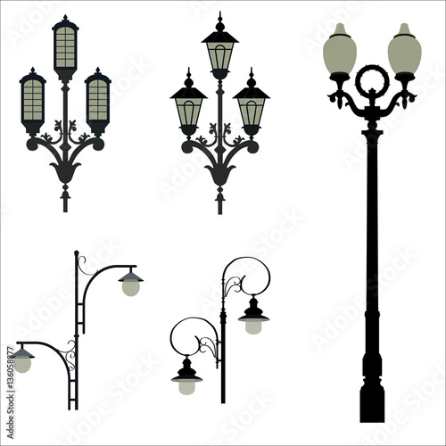 set of street lamps