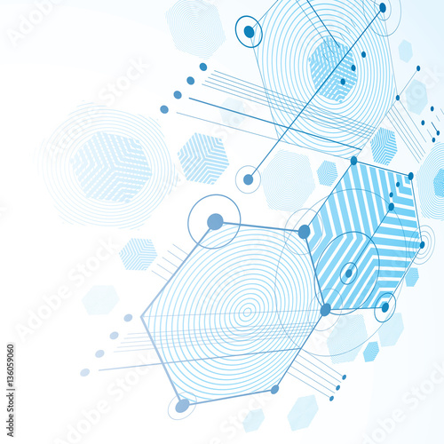3d vector abstract blue background created in Bauhaus retro styl