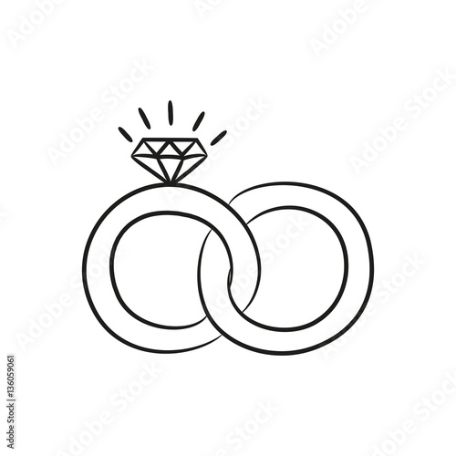 Wedding rings on the white background for your design.