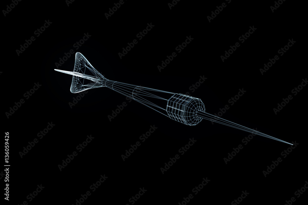Dart Arrow in Hologram Wireframe Style. Nice 3D Rendering
Dart Arrow in Hologram Wireframe Style. Nice 3D Rendering