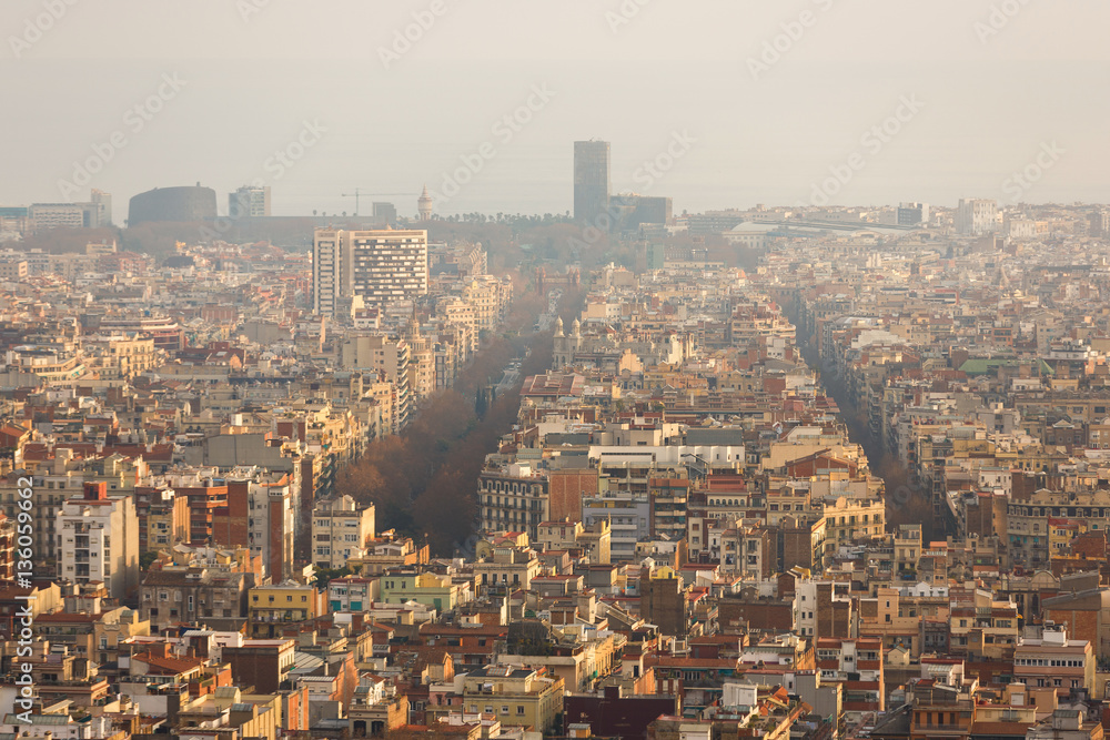 Naklejka premium Cityscape of Barcelona