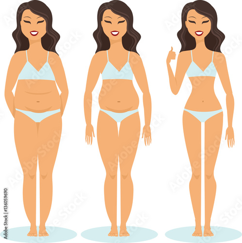 Woman slimming stage progress