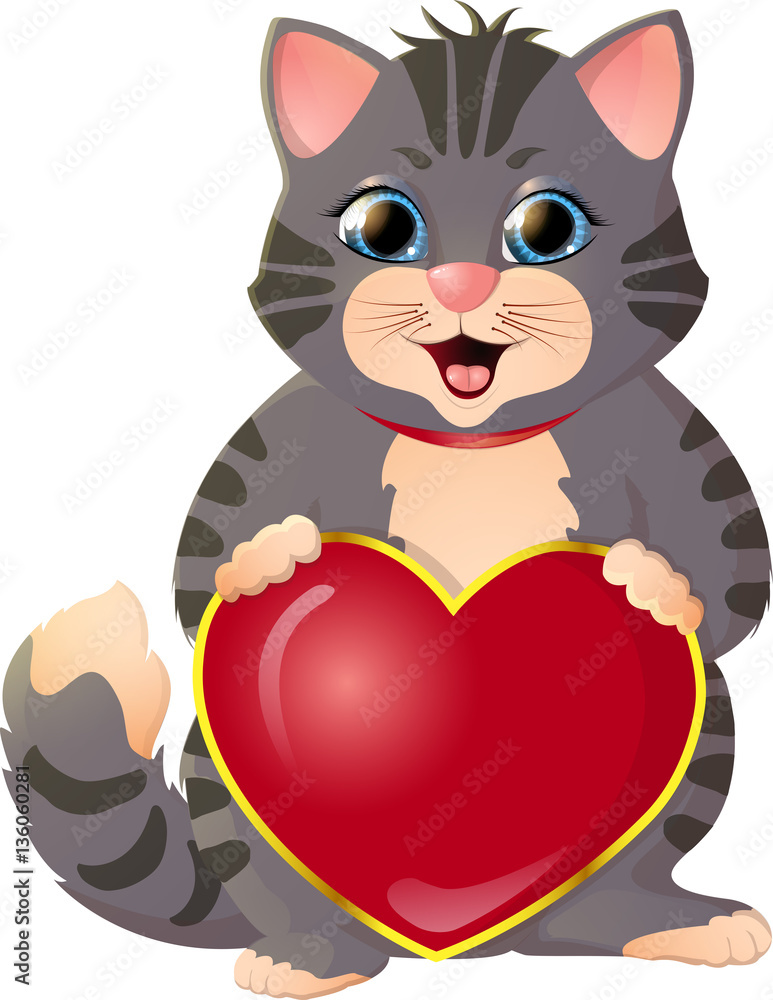 Fototapeta premium Gray kitten on a white background