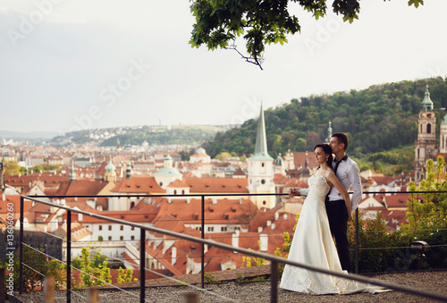 Canvas Print active  couple spend unforgetable time in Prague