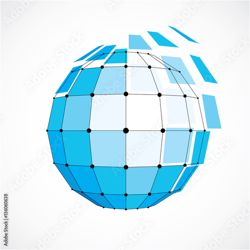 3d vector low poly spherical object with black connected lines a