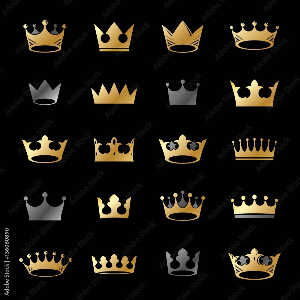 Royal Crowns ancient emblems elements set. Heraldic vector desig Royal Crowns ancient emblems elements set. Heraldic vector desig