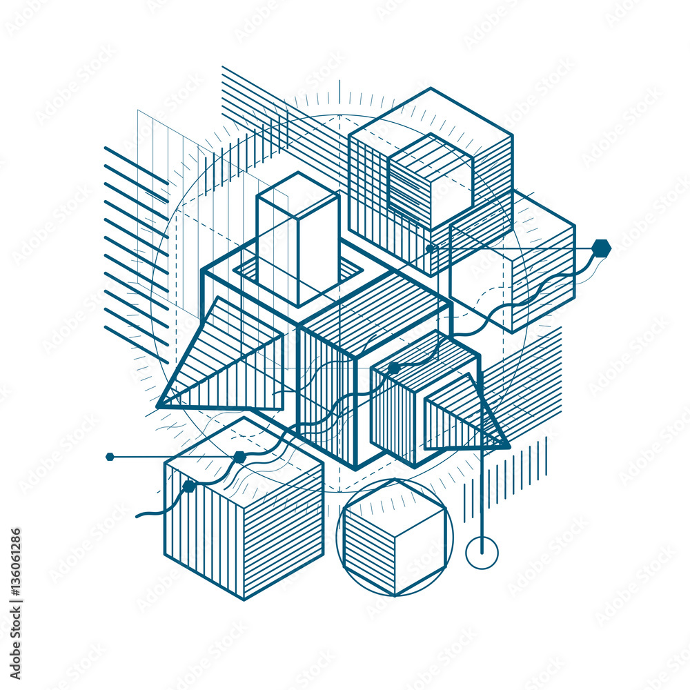 Abstract background with isometric lines, vector illustration. T