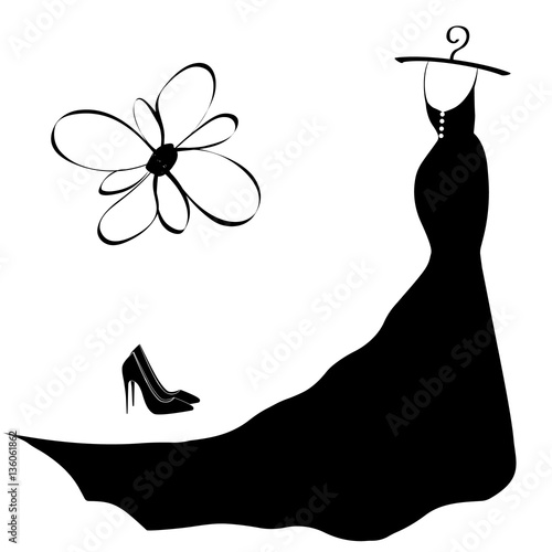 Chic black dress and shoes
