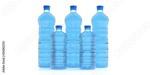 Bottles of mineral water. 3d illustration