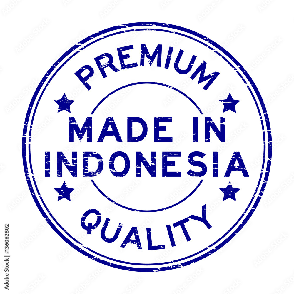 Grunge blue premium quality made in Indonesia round rubber stamp