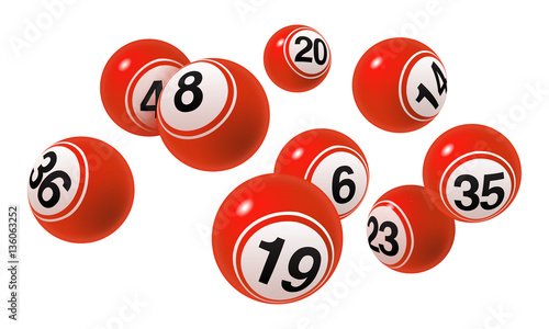 Vector Bingo / Lottery Number Balls Red Set on White Background
