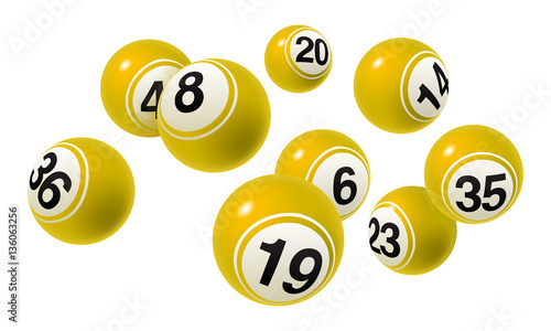 Vector Bingo / Lottery Number Balls Yellow Set on White Background