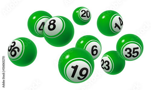 Vector Bingo / Lottery Number Balls Green Set on White Background