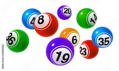 Vector Bingo / Lottery Number Balls Colorful Set on White Background