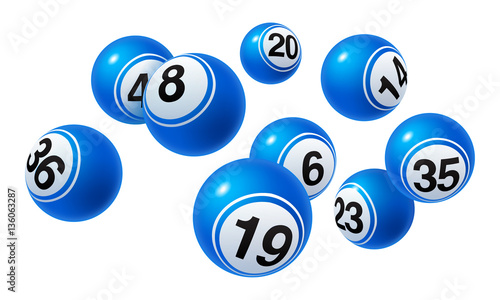 Vector Bingo / Lottery Number Balls Blue Set on White Background