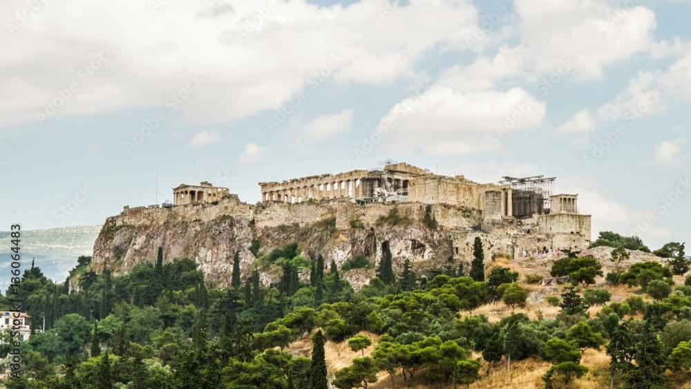 Acropolis Parthenon view on a rainy day, Athens, Greece, Zoom Out , Timelapse Acropolis Parthenon view on a rainy day, Athens, Greece, Zoom Out , Timelapse