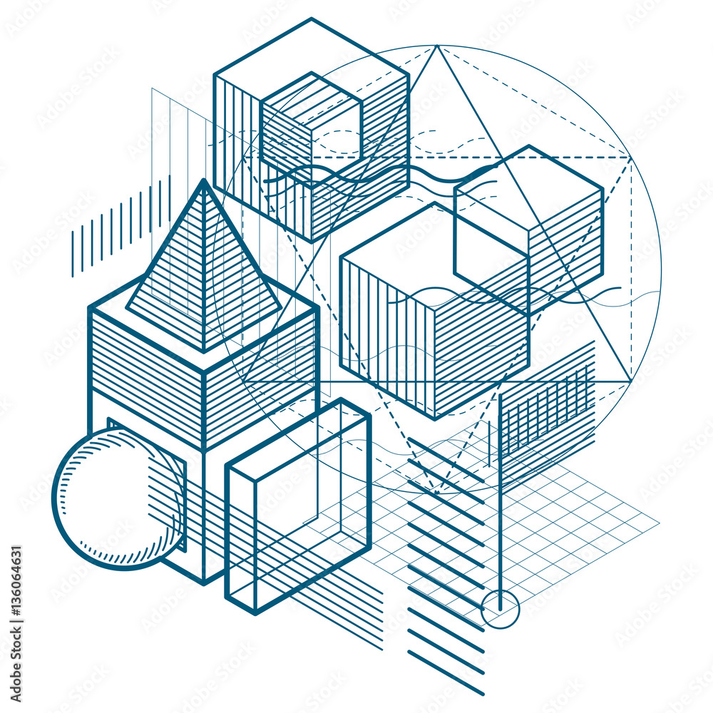 Fototapeta premium Abstract background with isometric lines, vector illustration. T