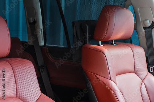 Leather car interior, red leather texture © serikbaib