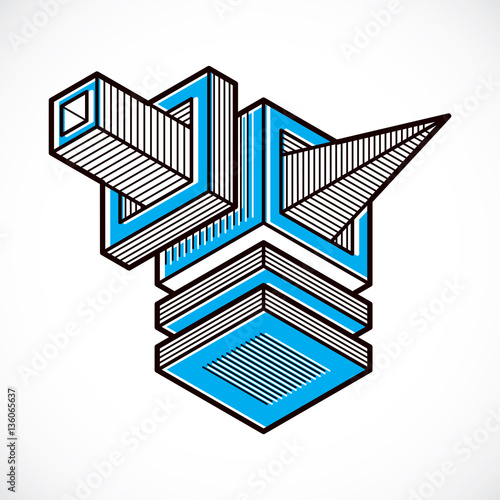 Abstract trigonometric construction, vector dimensional design t