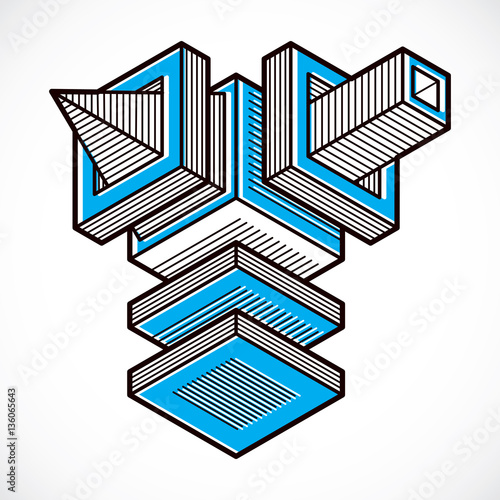 3d abstract isometric construction, vector polygonal shape. © Sylverarts