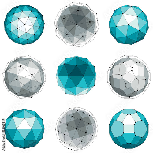 Set of abstract 3d faceted ...