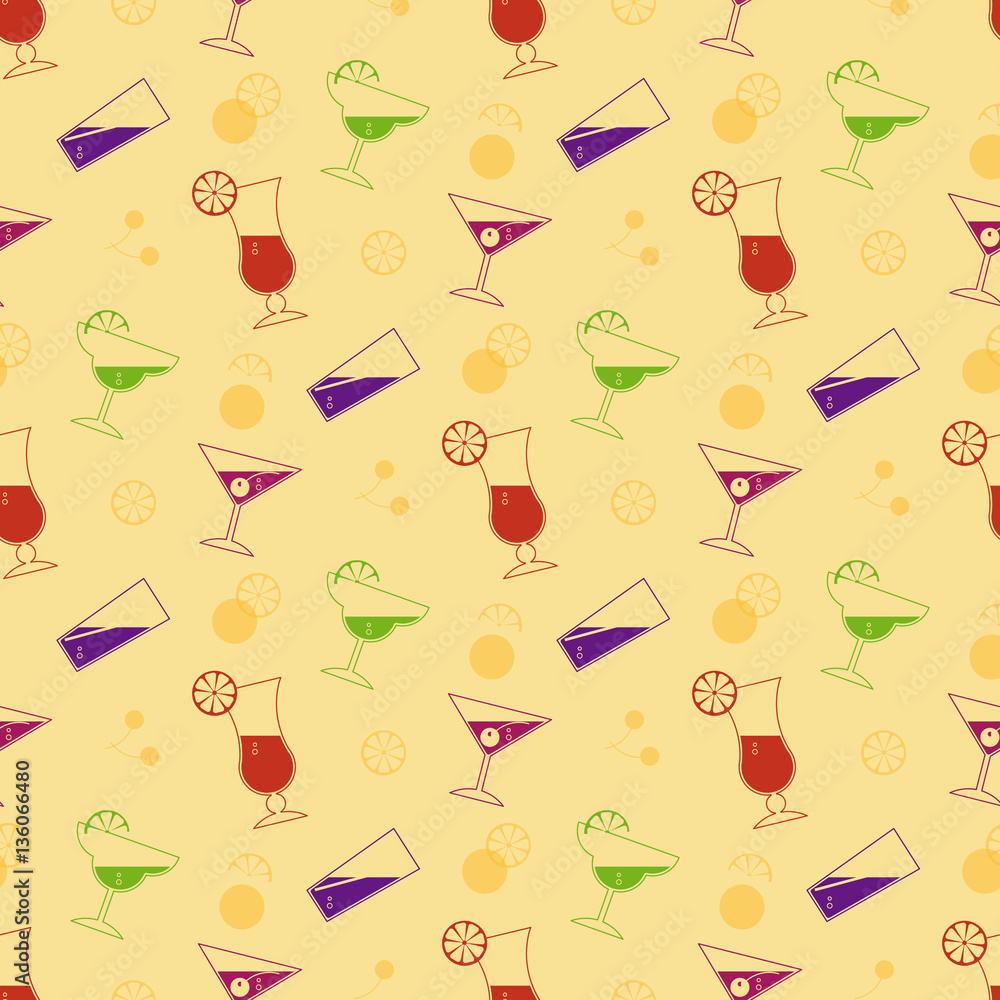 Seamless pattern with silhouettes of color glasses Seamless pattern with silhouettes of color glasses
