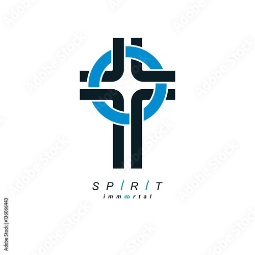 Christian Cross true belief in God vector symbol, Christianity r