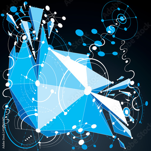 3d vector abstract blue background created in Bauhaus retro styl