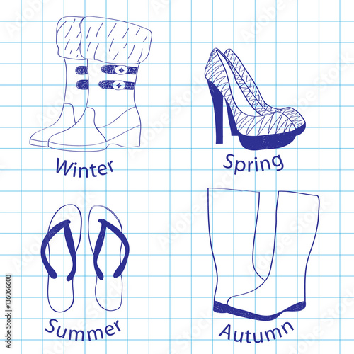 A set of footwear on seasons