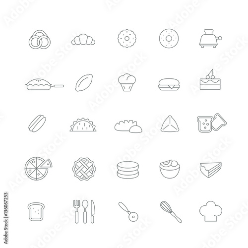 Icons with different pastry (Cakes, biscuits, sweets).