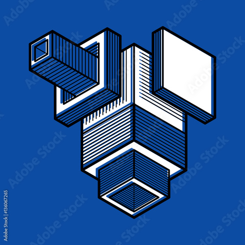 Abstract trigonometric construction, vector dimensional design t