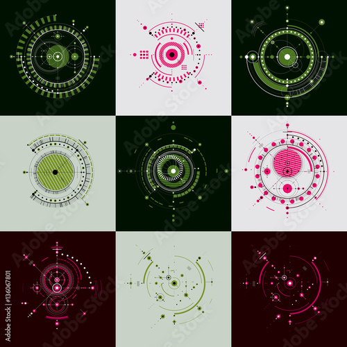 Set of vector abstract backgrounds created in Bauhaus retro styl