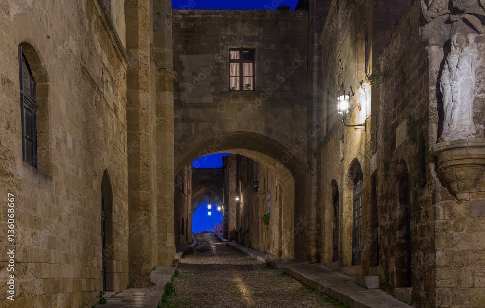 Avenue of the Knights in Old Town Rhodes, Greece