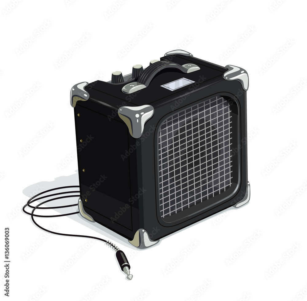 Black guitar combo amplifier with cord Black guitar combo amplifier with cord